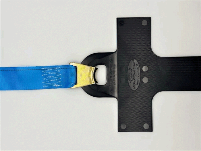 Gif of Logistick Strapping Anchors with LogiRatchet Strap E-Track Alternative Hook Integrated